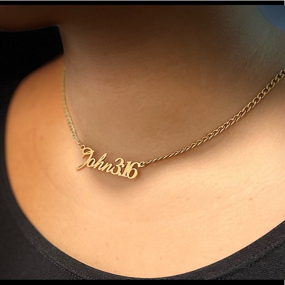 Christian Jewelry John 3:16 Gold Necklace - Picture 2 of 5